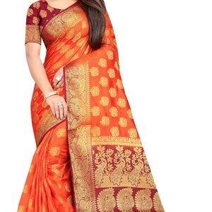 BRAND NEW Woven Banarasi Cotton Silk Saree  (Multicolor)